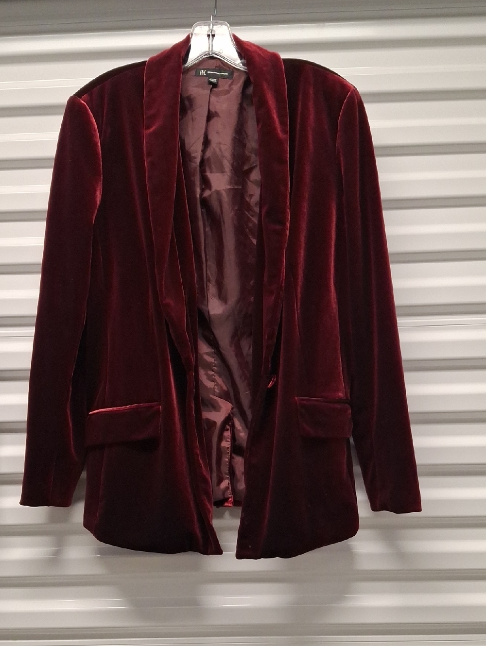 INC International Concepts Burgundy Velvet Blazer